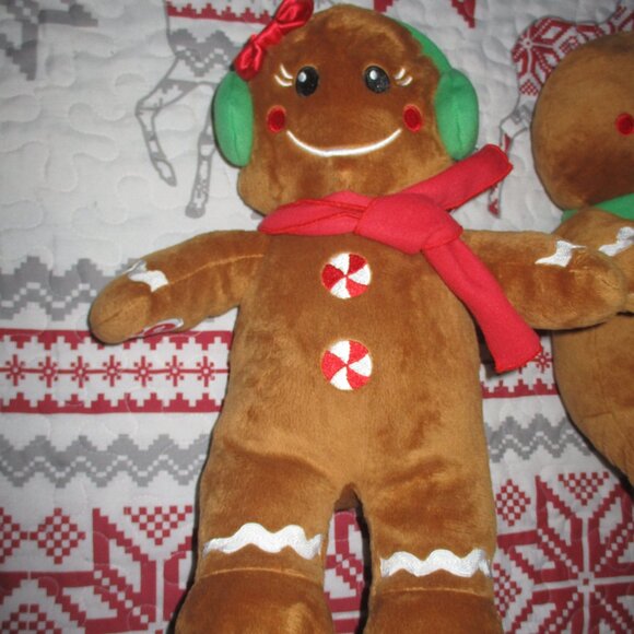 Build A Bear Gingerbread Cookie Christmas Holiday Boy & Girl Plush - Picture 2 of 4